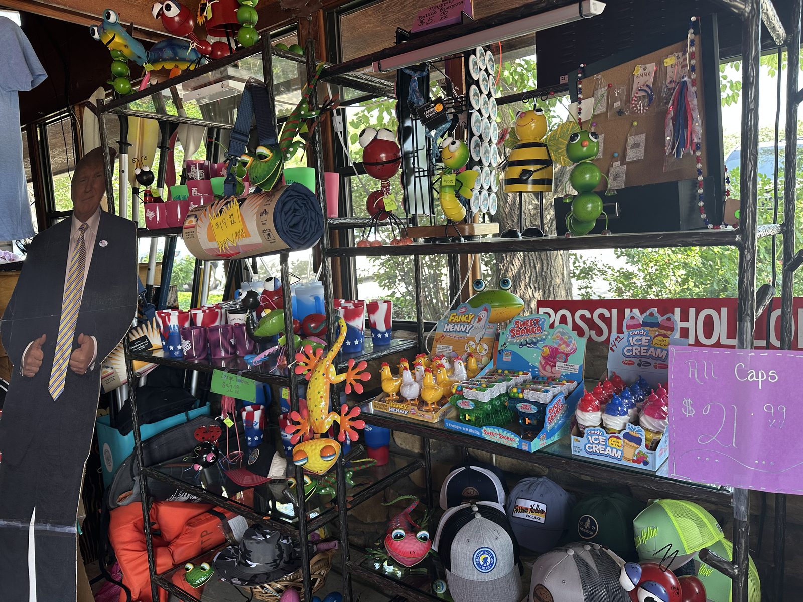 Inside the Possum Hollow Boutique with Texas-themed gifts and souvenirs